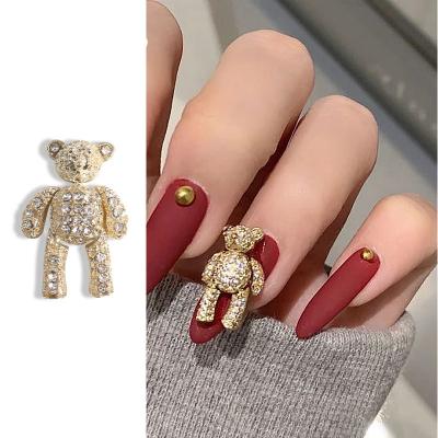 China 3D Nail Art DIY Decoration 3D DIY Trend Free Shipping Cute Bear Fake Nails Luxury Flexible Studs Diamond Bear Zircon Rhinestone Charms for sale