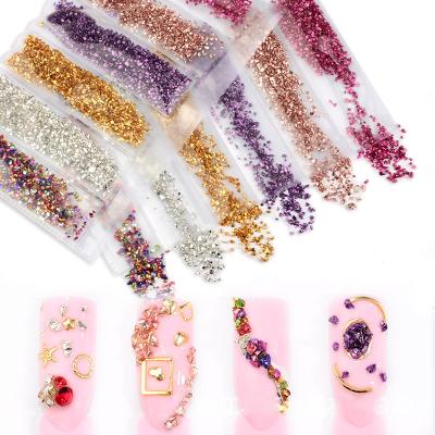 China Wholesale Nail Art Metallic Irregular Crushed Glass Stone Nails Nail Art Decorations Mix Size 3d Art Stones For Nail for sale