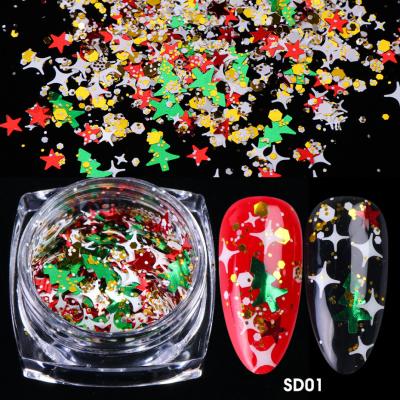 China Wholesale Christmas Nail Art Sequins Sticker 3D Bling Decorations DIY Art Christmas Snowflake Fashion Nail Decoration 2020 Nail Designers for sale