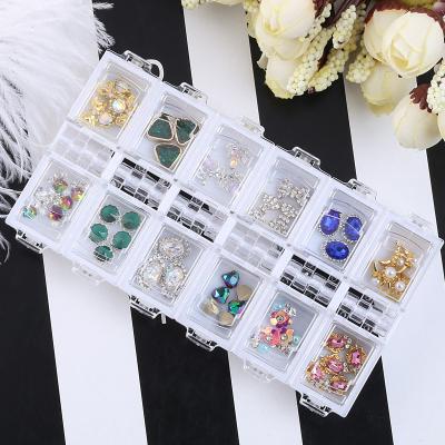 China Portable Plastic Nail Art Storage Case Empty Nail Art Storage Box Wholesale 12 Storage Jars for sale