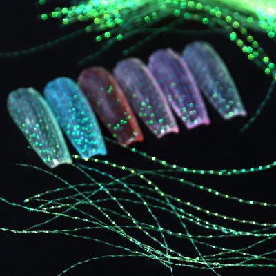 China 3D Nail Line Aurora Fluorescent Luminous Nail Art Silk Fiberglass Wires Strands Strips Sticker Art DIY Decoration Beauty for sale