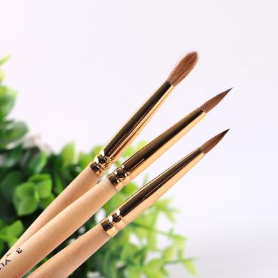 China Nail Art AliExpress Golded Round Head Polish Wooden Mink Nail Brush Acrylic Pure Nail Art Brush Pen for sale