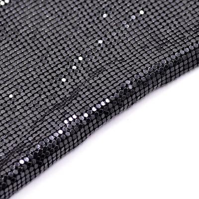 China Fashionable Decorative Black Silver 3mm Plain Weave Sequin Metal Fabric Metallic Mesh Fabric For Garment for sale