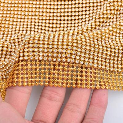 China Plain Weave 3MM Fix Glue Sheet Crystal Rhinestone Sheet Round Diamond Not Hot Rhinestone Metal Mesh for sale