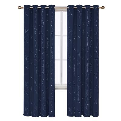 China Blackout Curtain Supplier Popular Navy Blue Cheap Black Curtains Drapes for sale