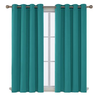 China Wholesale Blackout Turquoise Color Ready Made Curtains For Windows Kitchen Living Room Blackout Curtains for sale