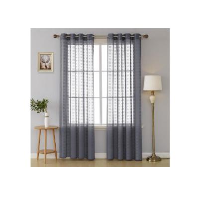 China Blackout Style European Gardine Tulle Curtain in Gray Embroidered Polyester Eyelet Sheer Lace Up for Window Living Room Kids Room Hotel Bedroom for sale