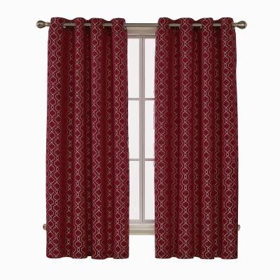 China Luxury Red Jacquard Insulated Moroccan Damask Design Thermal Insulated Tarnish Curtains Drapes Fabric For Stage Window Home Restaurants for sale