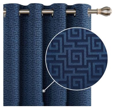 China Jacquard Insulated Modern Blue Thermal Insulated 100% Blackout Curtains Drapes Fabrics For Living Room Bedroom Kids Room Office Hotel for sale