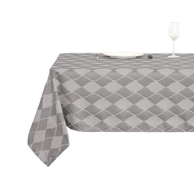 China Diamond Pattern Water Resistant Jacquard Rectangle Waterproof Tablecloth for sale