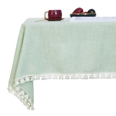 China Waterproof Colorful Yarn-dyed Fabric Rectangle Puddle-Proof Tablecloth With Tassels Hotel Decoration Table Cloth for sale