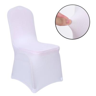 China Simple Good Quality And Cheap Price Mujia White Spandex Chair Covers Dining Chair Covers For Wedding Party Chair Covers White for sale