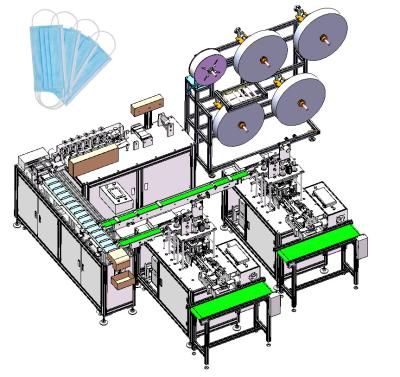 China Factory 3 layers mask preducing machine 3 ply fabric nonwoven surgical mask production machine for sale