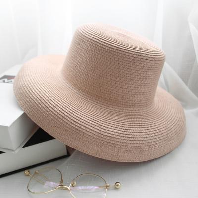 China Hepburn Retro Style Black Bell Shaped Straw Hat Bell Shaped Summer Big Hat Sunscreen Sun Wild Straw Hat YP-F-5032-1 for sale