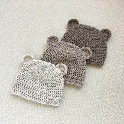 China Y-Z Newborn Dobby Baby Boy Bear Hat With Bear Ears Beanie Hat For 0-3 Months Baby Boy Crochet Hat for sale