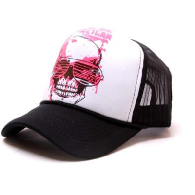 China New 2021 Summer F6234 Skull Print Logo Mens 5 Panel Mesh Hat COMMON Snapback Baseball Cap Sports Fit Hats Wholesale for sale