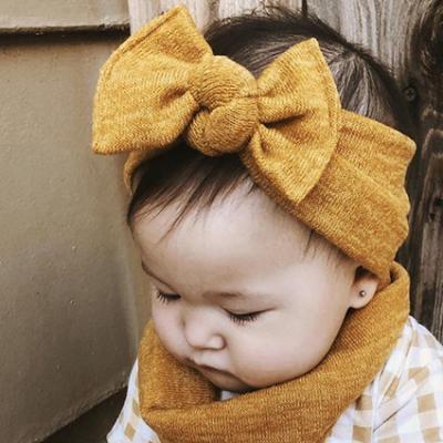 China Y-Z Cute Soft Nylon Cotton Knit Baby Sweater Bow Infant Warm Tied Headband Flat Baby Hair Accessories for sale