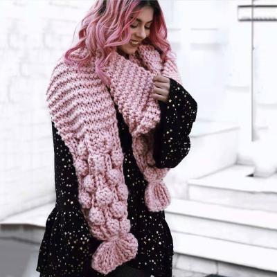 China Y-Z Super Acrylic Chunky Ribbed Knitted Scarf Shawl Neck Wrap Warmer Women Knit Soft Oversized Scarf for sale