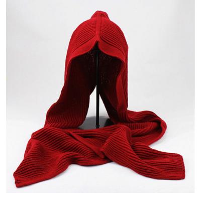 China F3735-1 red color new fashion women winter long spring knitted hooded scarf crochet snood scarf for girl for sale