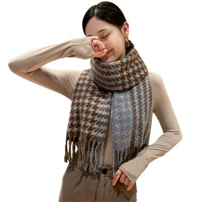 China Warming Knit Warm Winter Lattice Scarves Knitted Wrap Shawl Women's Scarves W51348 for sale