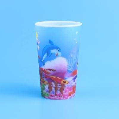 China Sustainable Plastic Cup Pp 3D Lenticular Reusable Kids Plastic Drinking Cups With High Quality for sale