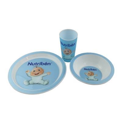 China 3pcs BPA pp IML Children Dinner Set Viable Free Cheap Plastic Dinnerware Set For Kids for sale