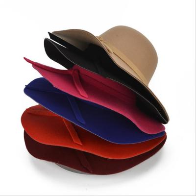 China Wholesale Custom Made Eco - Friendly Felt Hat Ladies Overflow Fedora Plain Hat Stylish for sale