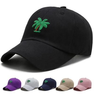 China breathable & Wholesale Waterproof Coconut Tree Adjustable Unisex Cotton Embroidered Plain Sports Baseball Caps for sale