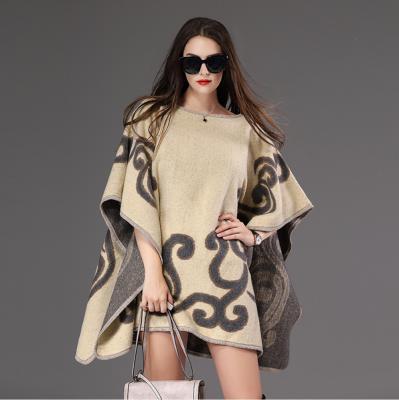 China New Women Poncho Cape Acrylic Cashmere Shawl Winter Pashmina Wrap Shawls Warm Floral Cardigan Wholesale Jacquard Environmentally Friendly for sale