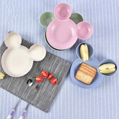 China Wholesale High Quality Viable Mickey Mouse Shape Food Serving Dinner Compartment Serving Dish For Kids for sale