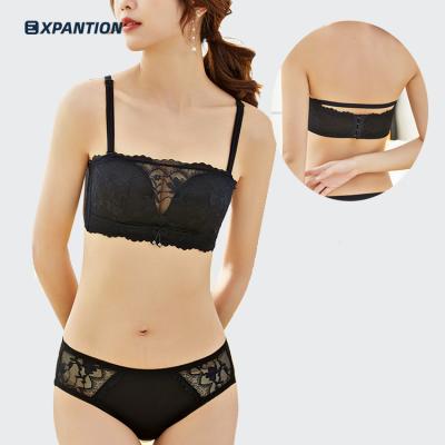 China High Quality Seamless EXP Plus Size Sexy Strapless Lift Up Non Wire Lady Girl Teen Lace Front Bra for sale