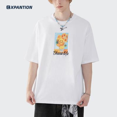 China Wholesale Anti-wrinkle EXP Summer Premium Street Wear Drop Shoulder Cotton Men Unisex White T-Shirt for sale