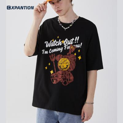 China Anti-wrinkle EXP drop shoulder summer street wear hiphop cotton loose casual anime cartoon printed men's T-shirt for sale