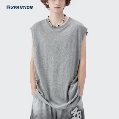 China EXP factory anti-pilling wholesale fashion sport wear 100% cotton 200gsm men summer loose casual running sleeveless tank top for sale