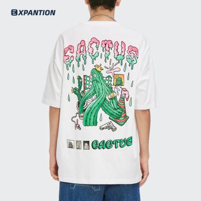 China Anti-wrinkle EXP hip wholesale high quality loose hop cartoon short sleeve screen printing oversized men's drop shoulder T-shirt for sale