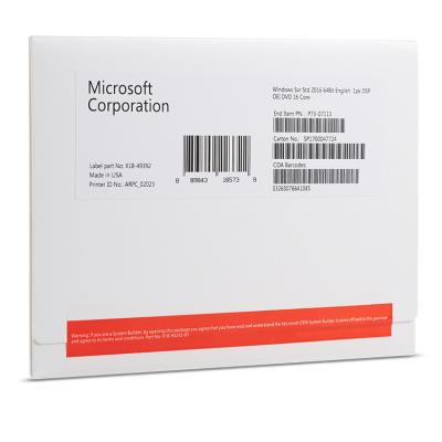 China Echt de Beetjesdvd Oem van Microsoft Windows Server 2016standard 64 Pakket Te koop