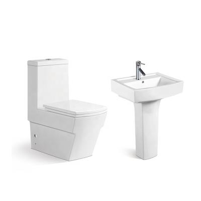 China Cheap Two-Piece Sanitary Ware Two-Piece Sanitary Ware Suite Toilet Washdown WC Tank Concealed Portable Toilet With Pedestal Wash Basin for sale