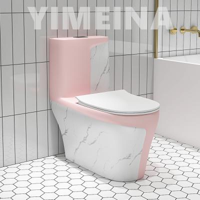 China New Design Automatic Operation Toilet Pink Color Toilet Brown Bathroom Vanity Ceramic Double Trap Siphonic Toilet for sale