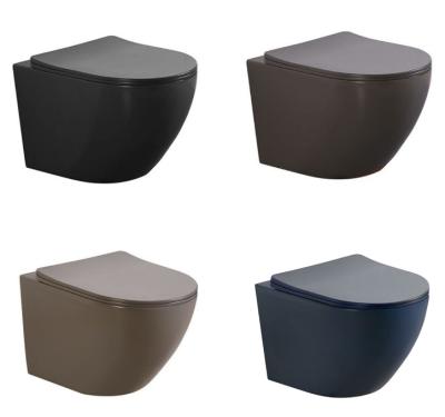 China Parflux Matte Black Hidden Cistern and Multicolor Bathroom Ceramic Wall Hung Toilet for sale