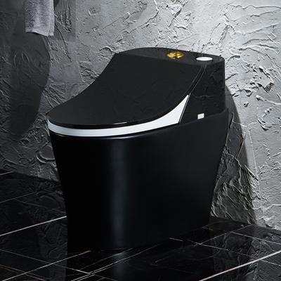 China Automatic Operation Luxury Quality Bathroom Extended Ceramic Black Toilet Auto Siphonic Self Cleaning Flush Intelligent One-Piece Smart Toilet for sale