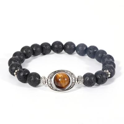 China Nabest AT THE MODE Lava Stone Essential Oil Diffuser 8mm Natural Male Trendy Tiger Eye Bead Men Bracelet for sale