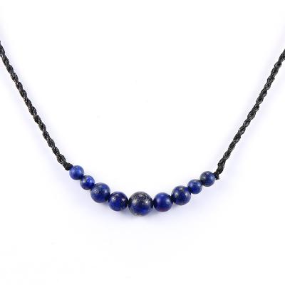 China FASHIONABLE Braided African Waxed Necklace Natural Stone Lapis Lazuli Turquoise Jewelry Rope Chain Necklaces for sale