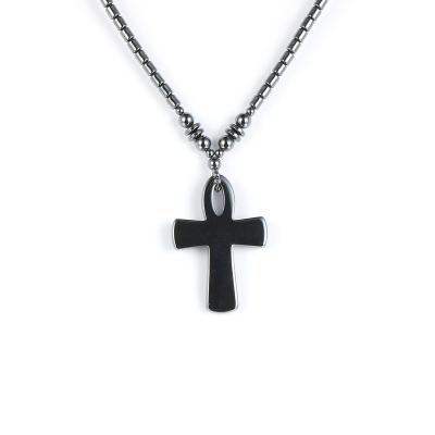 China Nabest Men Women Fashionable High Quality Natural Hematite Cross Pendant Necklace Punk Jewelry for sale