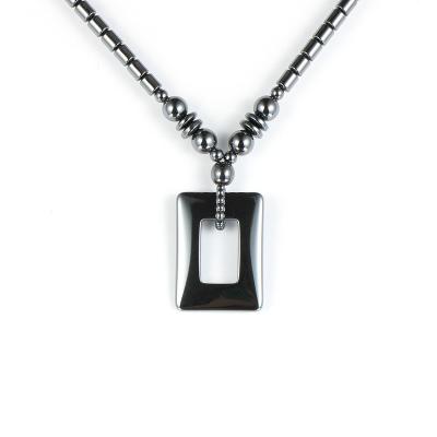 China FASHIONABLE High Quality Natural Hematite Rectangle Nabest Necklace Minimalism Pendant Jewelry for sale