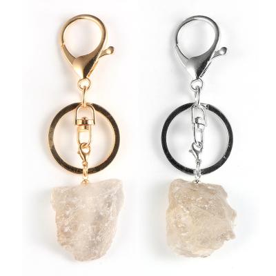 China Daily Meeting/Party/Friend/Outdoor/Sport/Healing Custom Raw Stone Pendant Working Crystal Pendant Keychain Smoky Keychain Natural Gemstone Accessories for sale