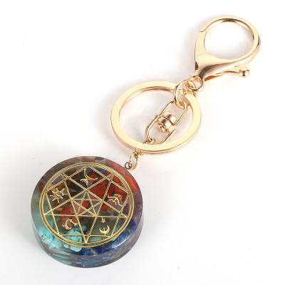 China Daily Meeting/Party/Friend/Outdoor/Sport/Promotion Working Custom Epoxy Resin Gathering Fortune Chakra Orgone Stone Key Chain Keychain for sale