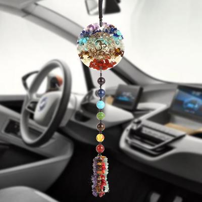 China Lucky Car Ornament Interior Accessories Entry Decor Luxury 7 Chakra Orgone Energy Car Pendant Home Hanging for sale