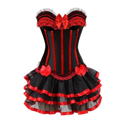 China Costumes antibacterial burlesque vintage striped lace up corset bustier tank women cosplay plus size ecoparty for sale