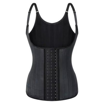 China Antibacterial Steel Trainer 25 Bone Latex Waist Vest 3 Hooks Shinning Rubber Corset Women Plus Size Black Nude Adjustable Corset for sale