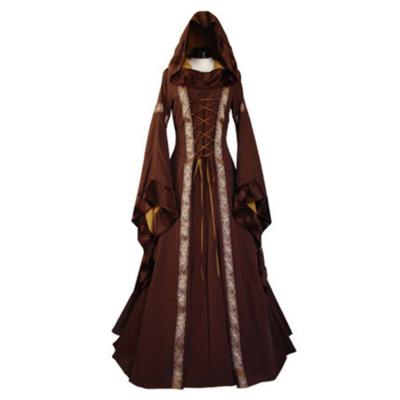 China Custom Made European Medieval Hooded Women's Vintage Renaissance Vestido Women's Victorian Gothic Princess Dresses 19th Century Halloween for sale